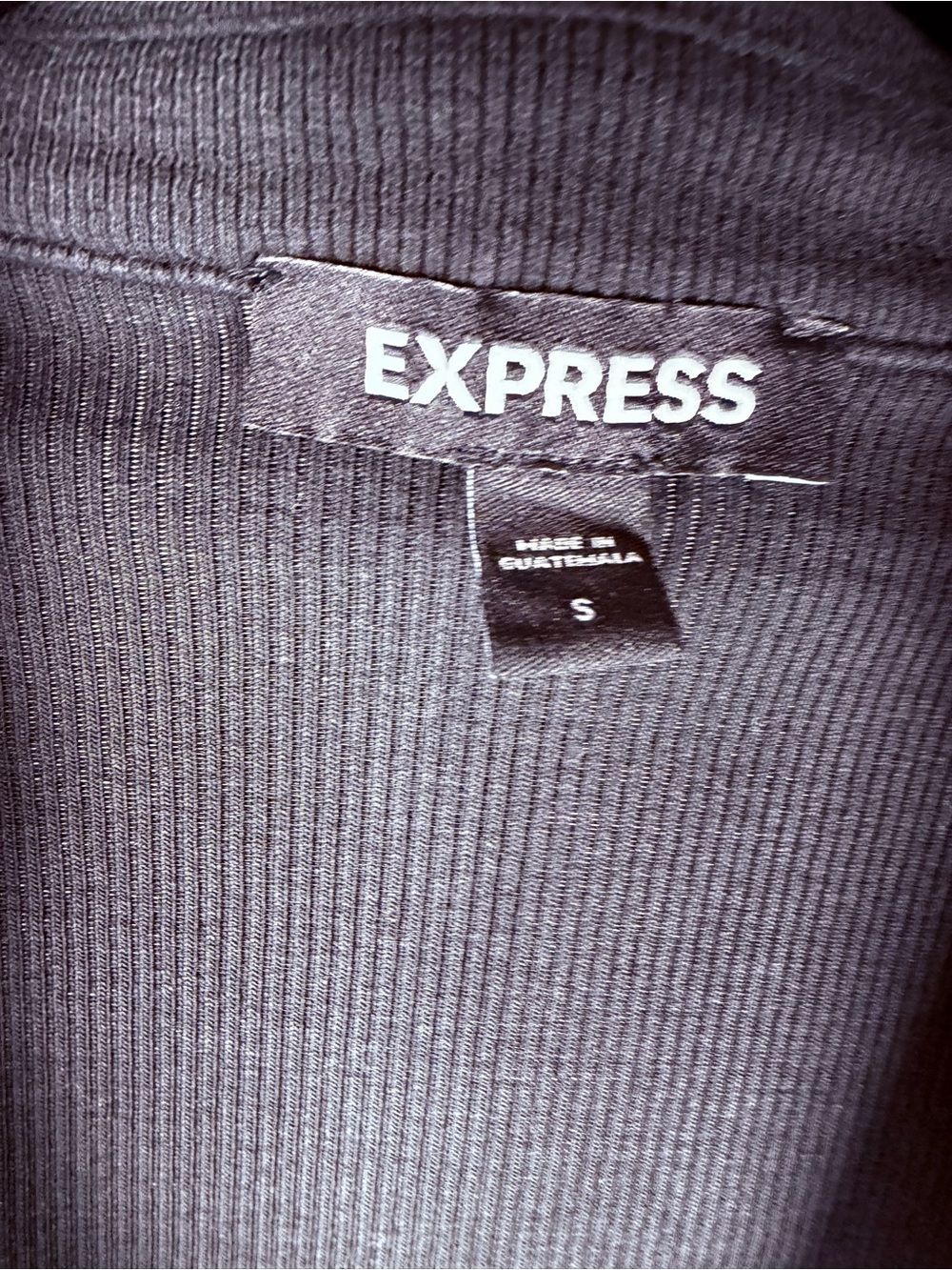 Express Black Ribbed Long-Sleeve Collared Bodysuit - Picture 2 of 5